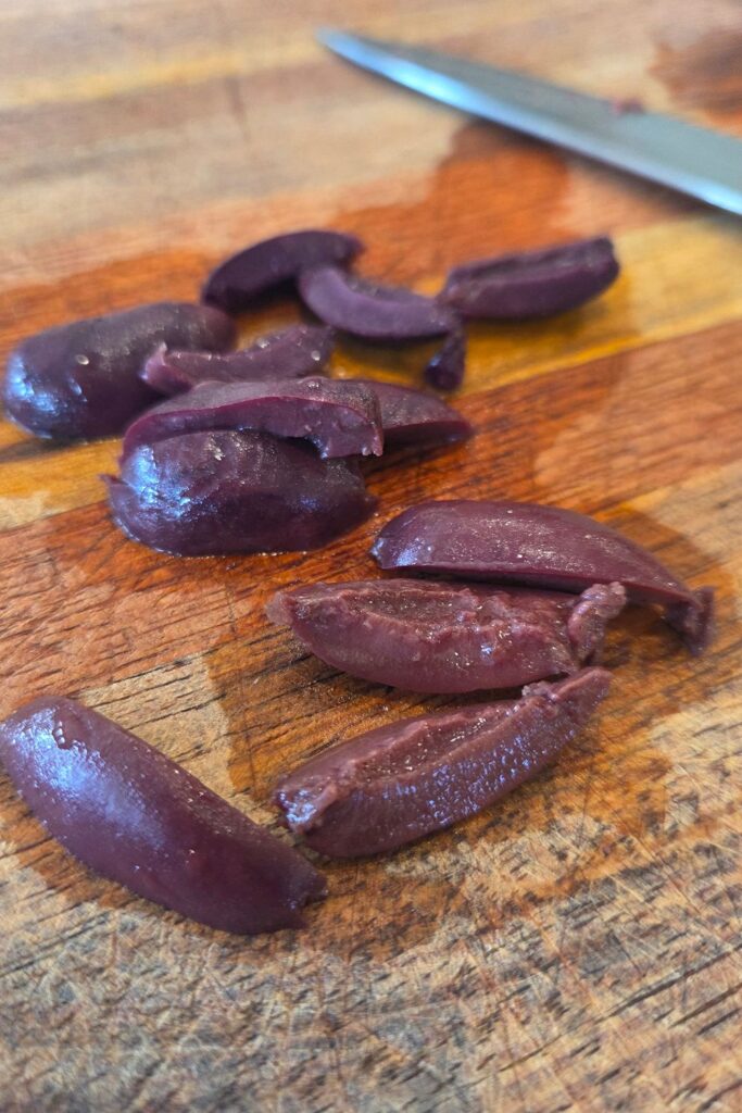 quartered olives