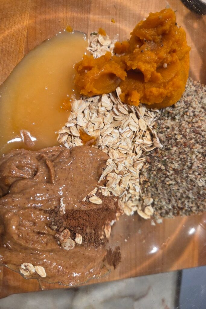 High Protein Pumpkin Energy Balls ingredients in bowl